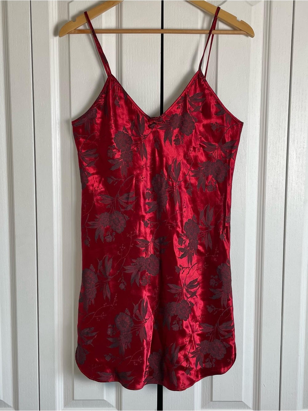 Vintage 90s y2k Dentelle Slip Dress Chemise Night Gown Women’s M Red Satin USA